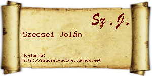 Szecsei Jolán névjegykártya