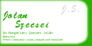 jolan szecsei business card